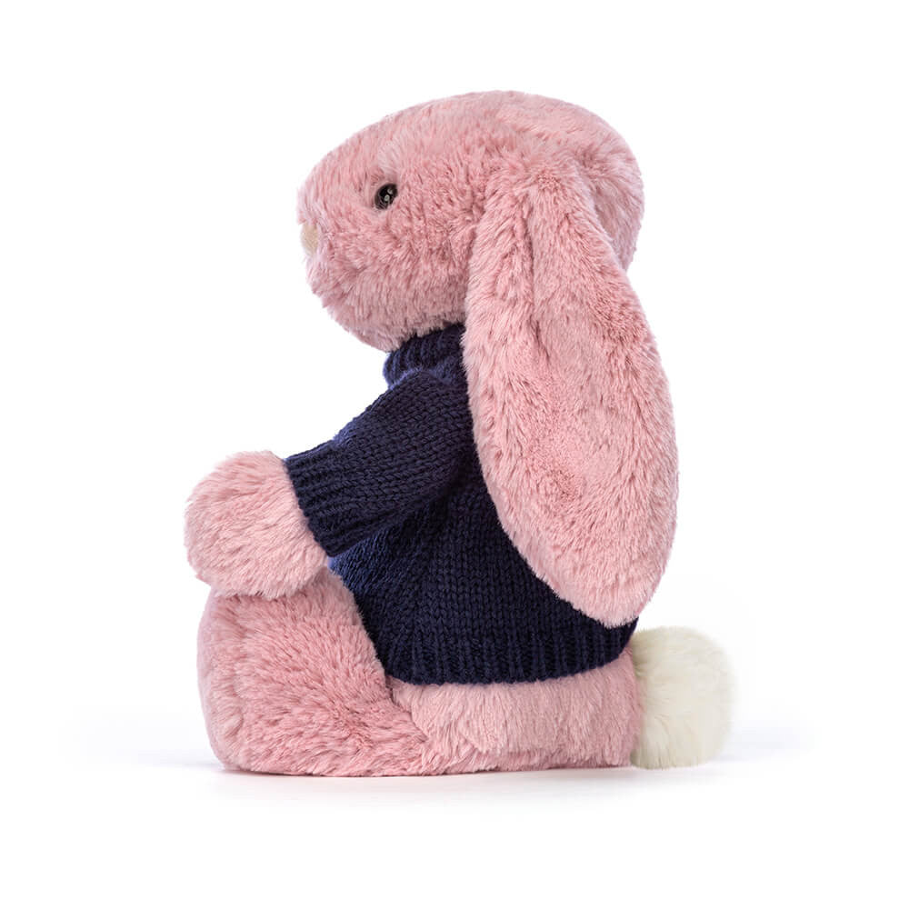 Bashful Tulip Pink Bunny with Personalized Navy Jumper