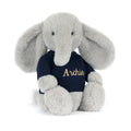 Bashful Luxe Elephant Thuddeus with Personalized Navy Jumper