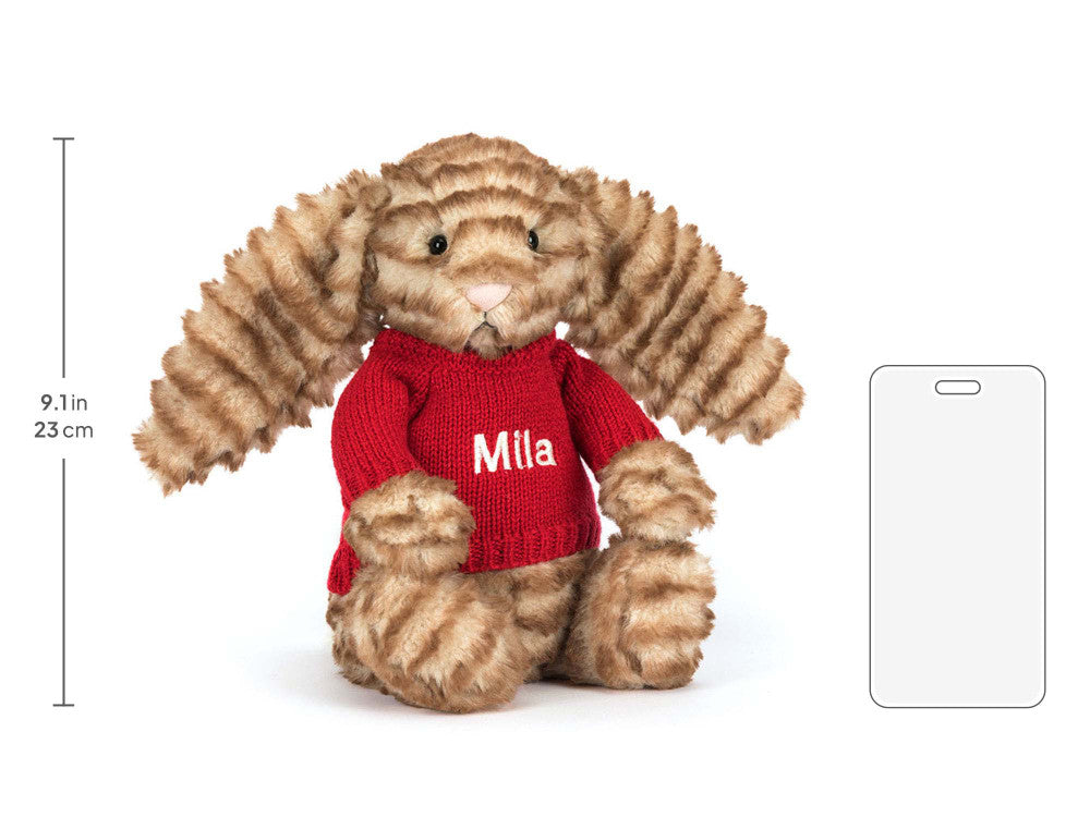 Bashful Luxe Bunny Juniper with Personalized Red Jumper